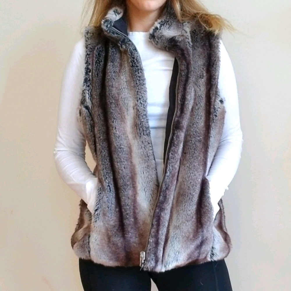 Reversible Furry & Black Quilt Vest